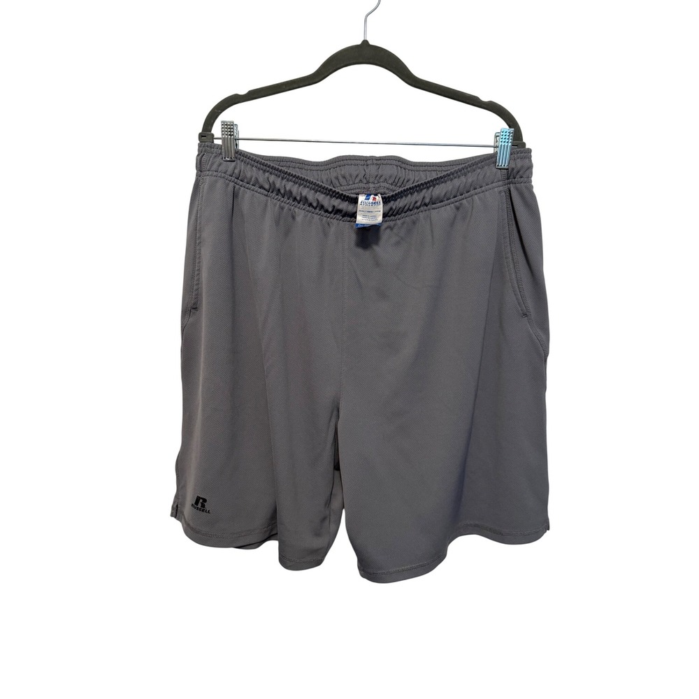 Russell Athletic‎ Dri-Power Mens XXL Grey Mesh Gym Training Shorts XXL Pockets